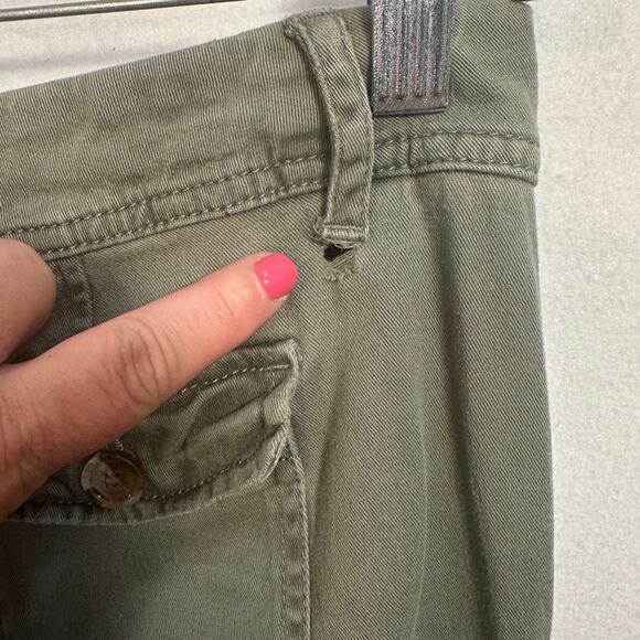 Y2K Hollister Olive Green Cargo Pants SZ 3R Low Rise Utility Flare SoCal Stretch - Picture 9 of 11